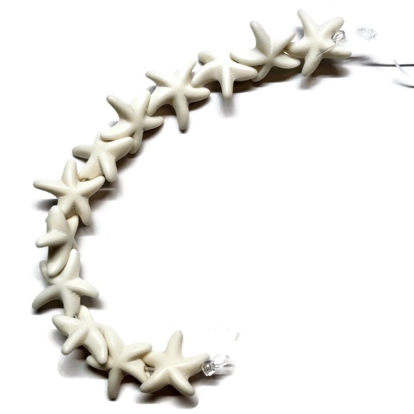 As Low As $2 White Synthetic Turquoise Starfish Beads 14mm x 14mm (12) - Picture 2 of 2